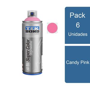 Pack 6 Pinturas Aerosol Spray Expression Candy Pink Tekbond